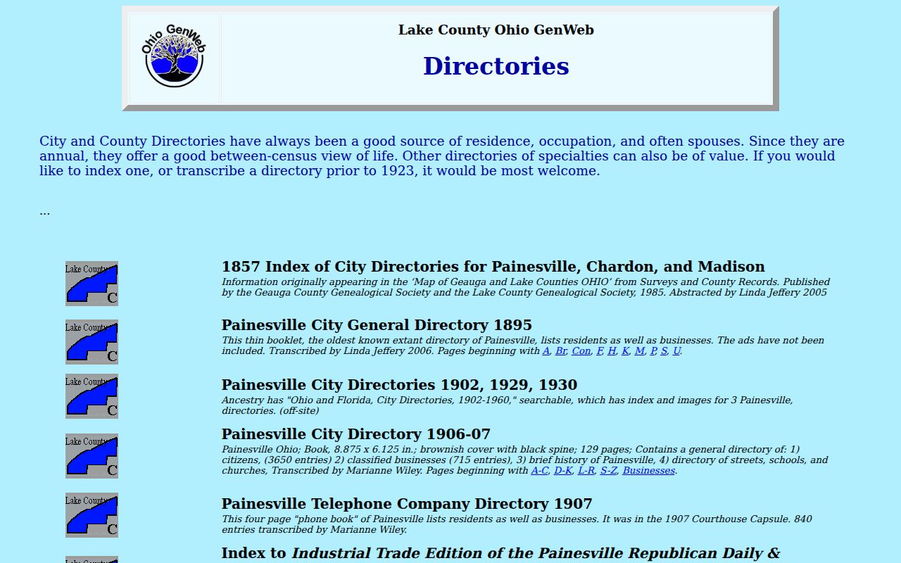 Painesville city directory digitized local genealogy project collection
