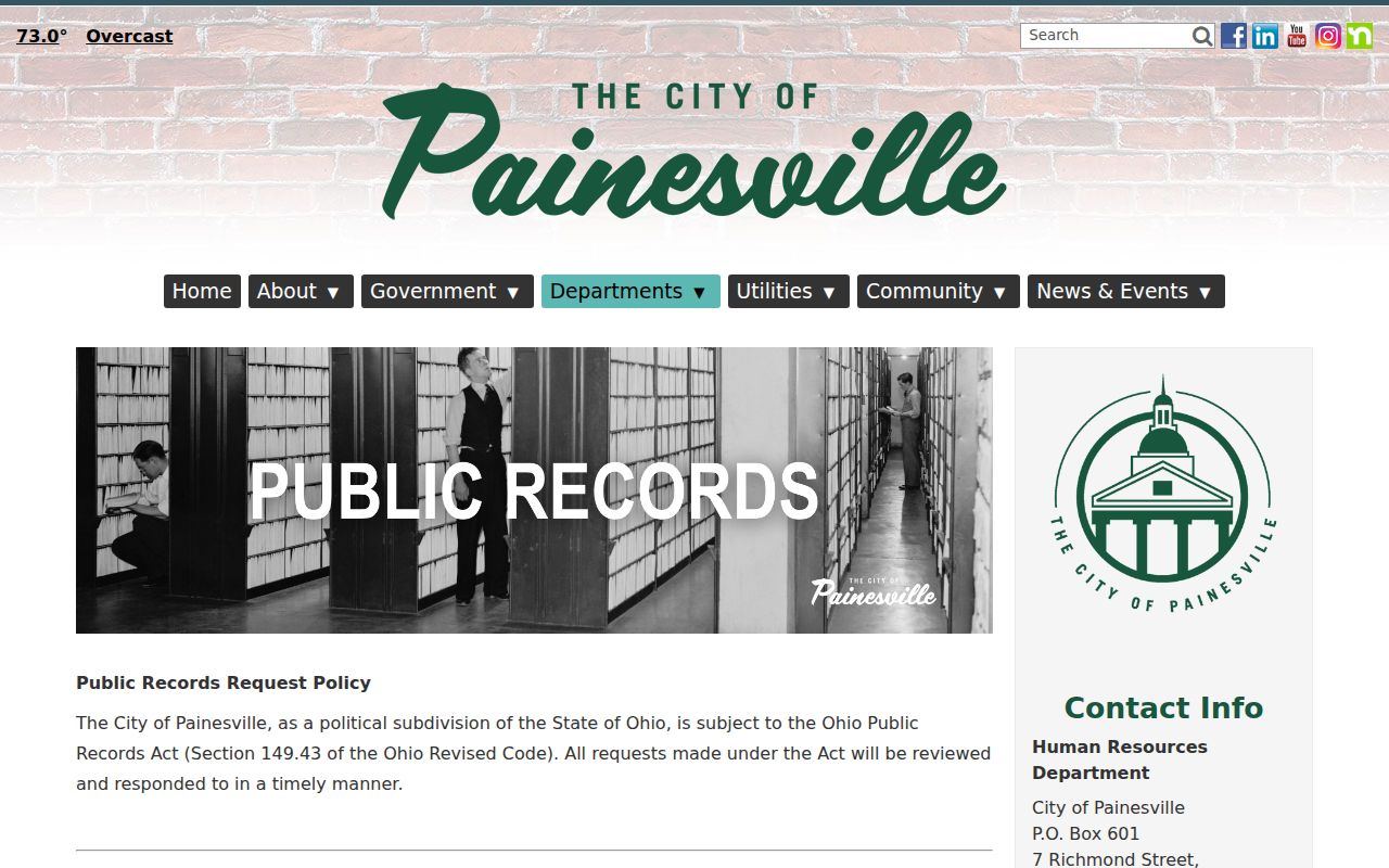 Painesville residents directory city public records request screen